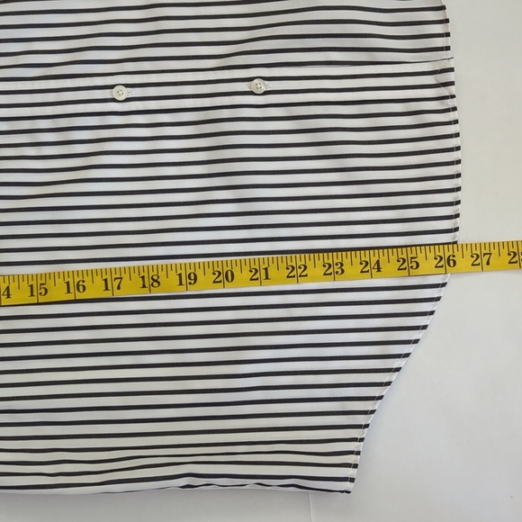 Chaps Classics No Iron Stripe Button Down Blouse L Black White - Picture 13 of 14